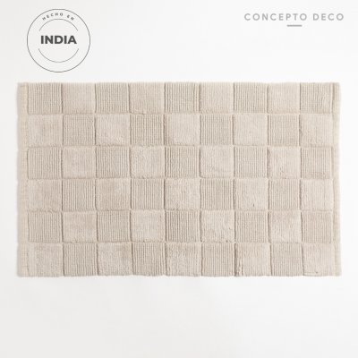 ALFOMBRA INDIA CUADROS GRIS CLARO 50X80CM