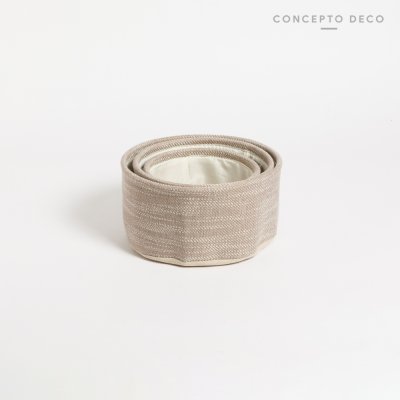 CAN SET X 3 FABRIC BEIGE REDONDO 25X12