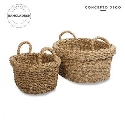 SET X2 SEAGRASS NATURAL G:45X35X20CM C:33X24X15CM