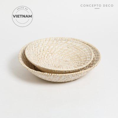 SETX2 BANDEJA RATTAN BLANCO G:34,5X8CM C:29X9CM