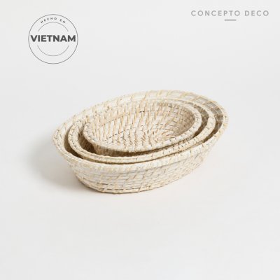 SETX3 BANDEJA RATTAN BLANCO G:35X8 M:29X7 C:23X6CM