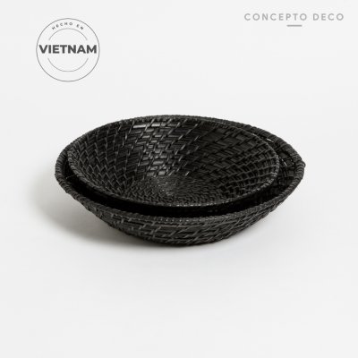 SETX2 BANDEJA RATTAN NEGRO G:34,5X8CM C:29X9CM