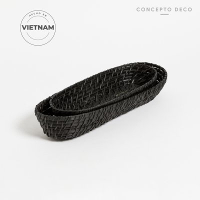 SETX2 BANDEJA RATTAN NEGRO G:43X7CM C:35,5X6CM