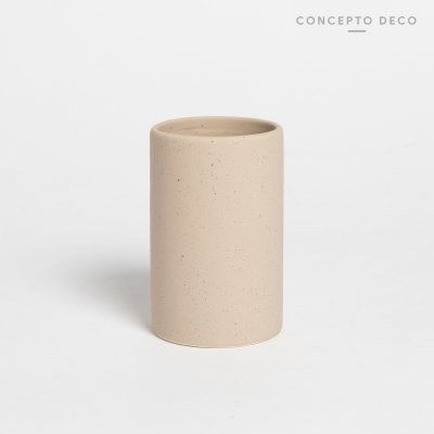 PORTACEPILLO CERÁMICA PUNTITOS CRUDO 10X6CM