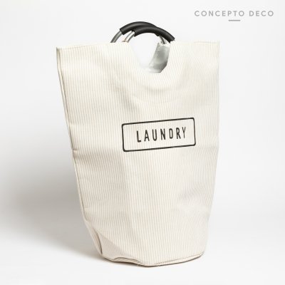 CESTO LAUNDRY RAYAS FINAS CRUDO 56X28CM