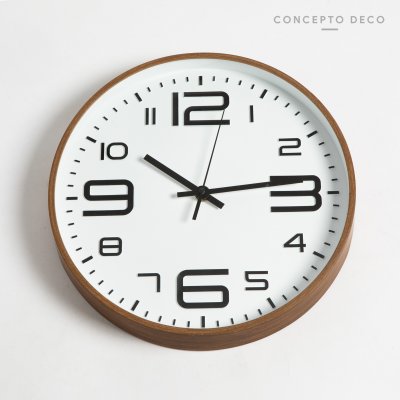 RELOJ PARED MADERA OSCURO BLANCO 30CM