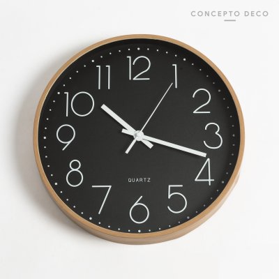 RELOJ PARED MADERA NEGRO 30CM