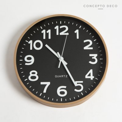 RELOJ PARED MADERA NEGRO 30CM