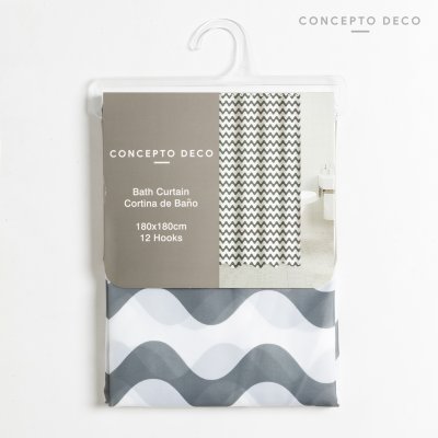 CORTINA ONDAS GRIS 180X180CM