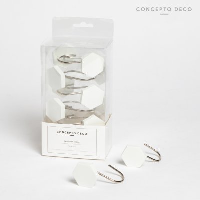 GANCHO X12 RESINA HEXAGONAL BLANCO MATE