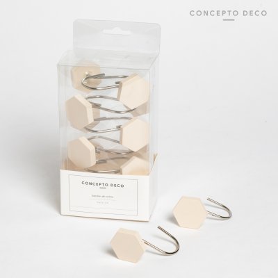 GANCHO X12 RESINA HEXAGONAL BEIGE MATE