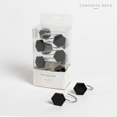 GANCHO X12 RESINA HEXAGONAL NEGRO MATE