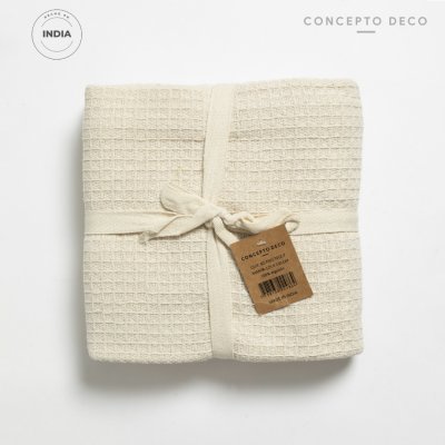 MANTA SOFÁ INDIA BALLERINA WAFFLE ALG CRUDO 125X150CM