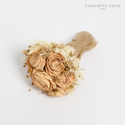 FLORES SECAS BOUQUET WOOD ROSE CAPUCHINO 27CM