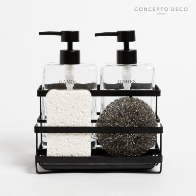 SET DISHES/HANDS CON ESPONJAS NEGRO 19X8,5CM