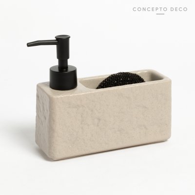 SET DISHES/HANDS CON ESPONJA ROCA GRIS CLARO 16,5X8,5CM