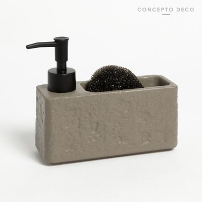 SET DISHES/HANDS CON ESPONJA ROCA GRIS 16,5X8,5CM