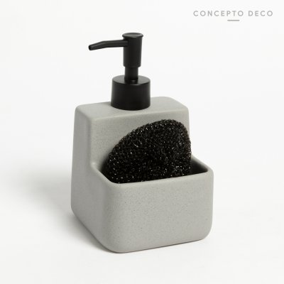 SET DISHES/HANDS CON ESPONJA PUNTOS GRIS 9X10CM