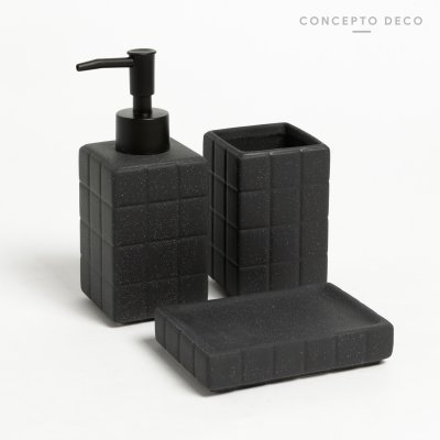 SET DE BAÑO X3 CUADROS REDONDO NEGRO