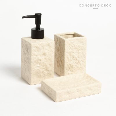 SET DE BAÑO X3 ROCA CUADRADO BEIGE