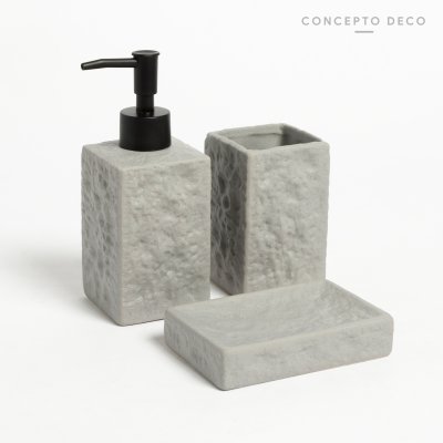 SET DE BAÑO X3 ROCA CUADRADO GRIS