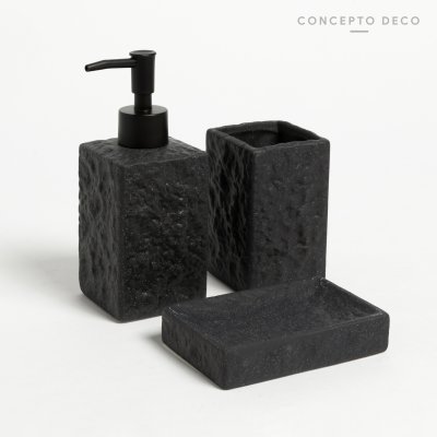 SET DE BAÑO X3 ROCA CUADRADO NEGRO