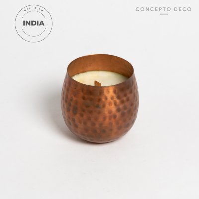 VELÓN INDIA METAL MARTILLADO COBRE 350g 8X8,5X10CM