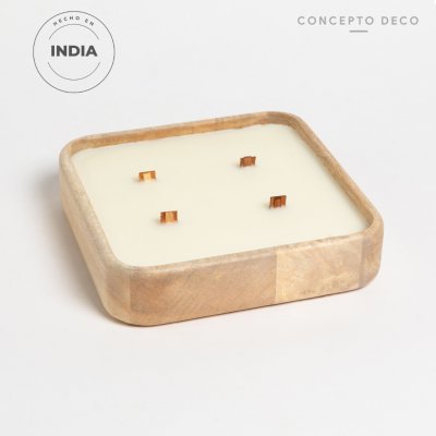 VELÓN INDIA MADERA MANGO NAT 650g 19,5X19,5X4,5CM