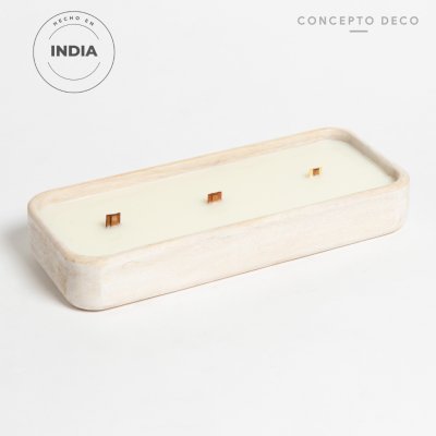 VELÓN INDIA MADERA MANGO BLANCO 600g 30X12,5X4,5CM