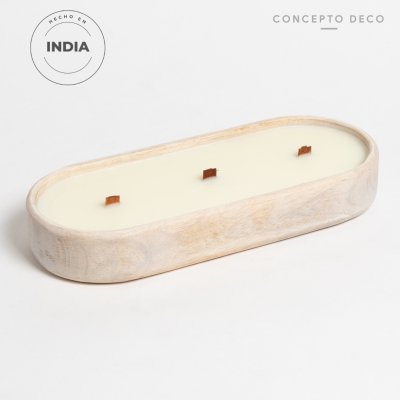 VELÓN INDIA MADERA MANGO BLANCO 600g 30X12,5X4,5CM